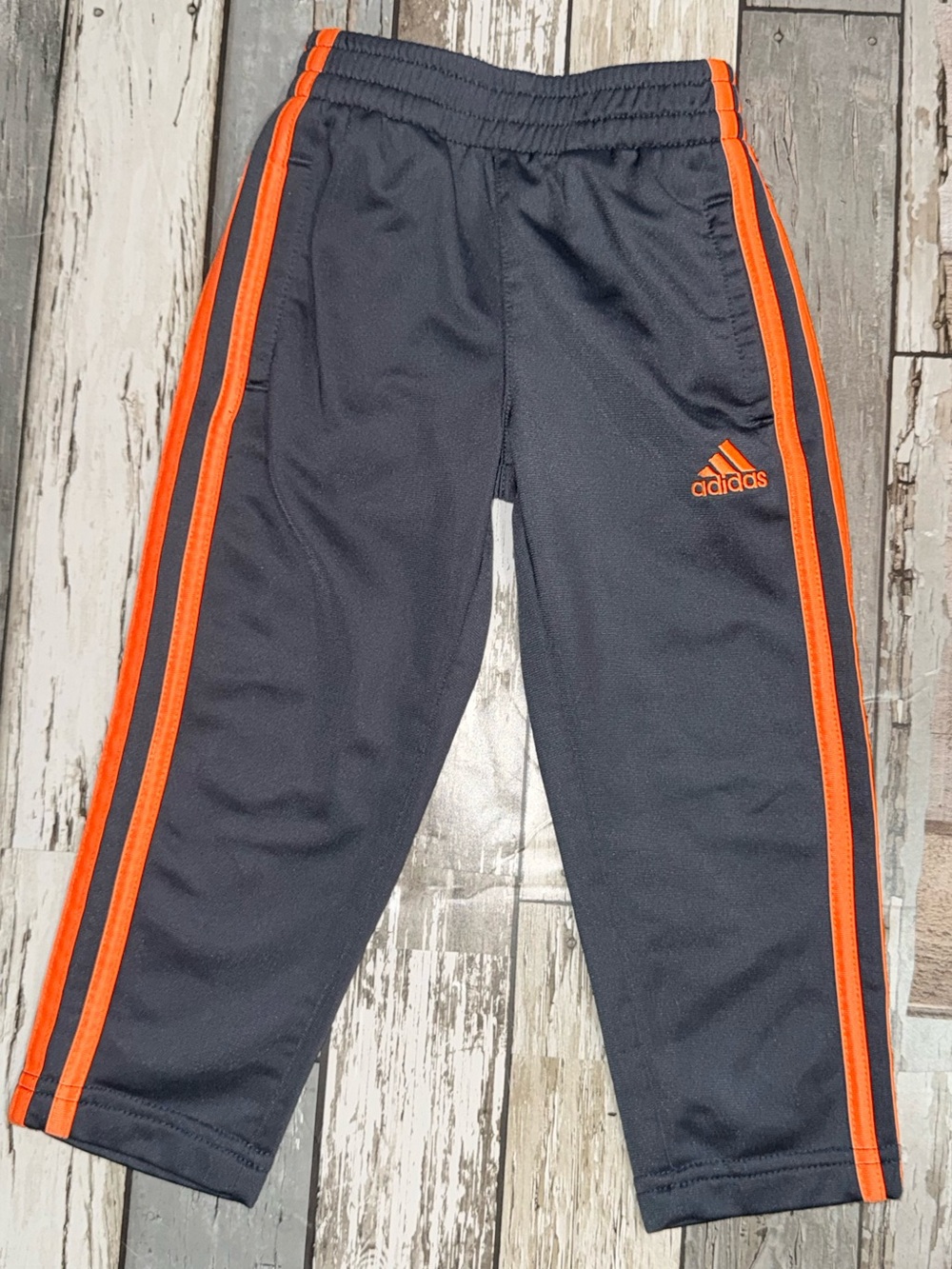 Adidas Dark Gray Joggers with Bright Orange Stripes- 3T